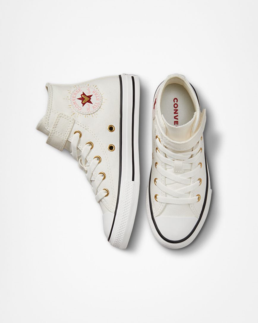 Tenisky Vysoke Converse Chuck Taylor All Star Easy-On Hearts Dievcenske Biele Tmavo Červené | SK PBDHW3